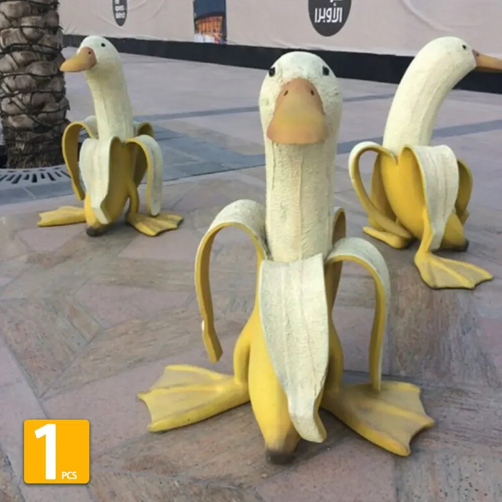 Creative Art Banana Duck Garden Decoration Sculptures Yard Garden Decor Vintage Ornament Home Funny Garden Statues Accessories