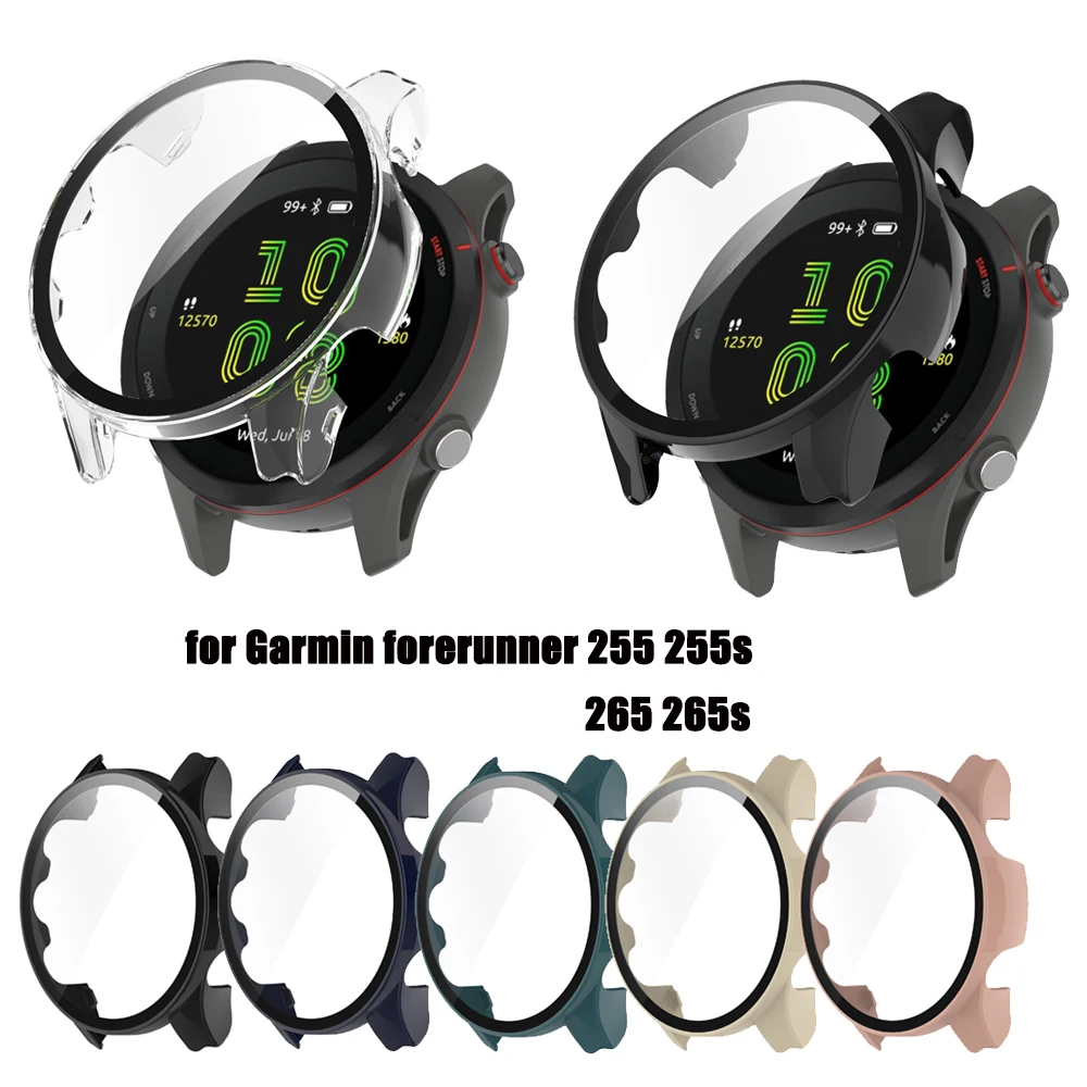 حافظة واقية للشاشة مصنوعة من الزجاج المقسى لهواتف Garmin Forerunner 265/265S/255/255S حافظة حماية كاملة