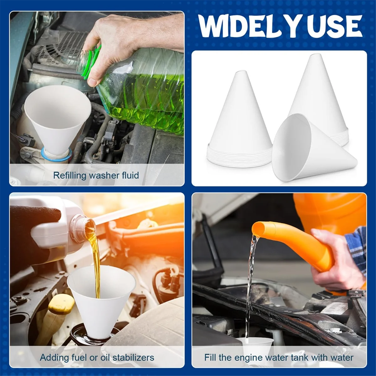 

50 Pcs Paper Funnels for Motor Oil 6 Oz Engine Oil Funnel Paper Cone Funnel for Gas,Dispensers or Kitchen Filling BottleJADD