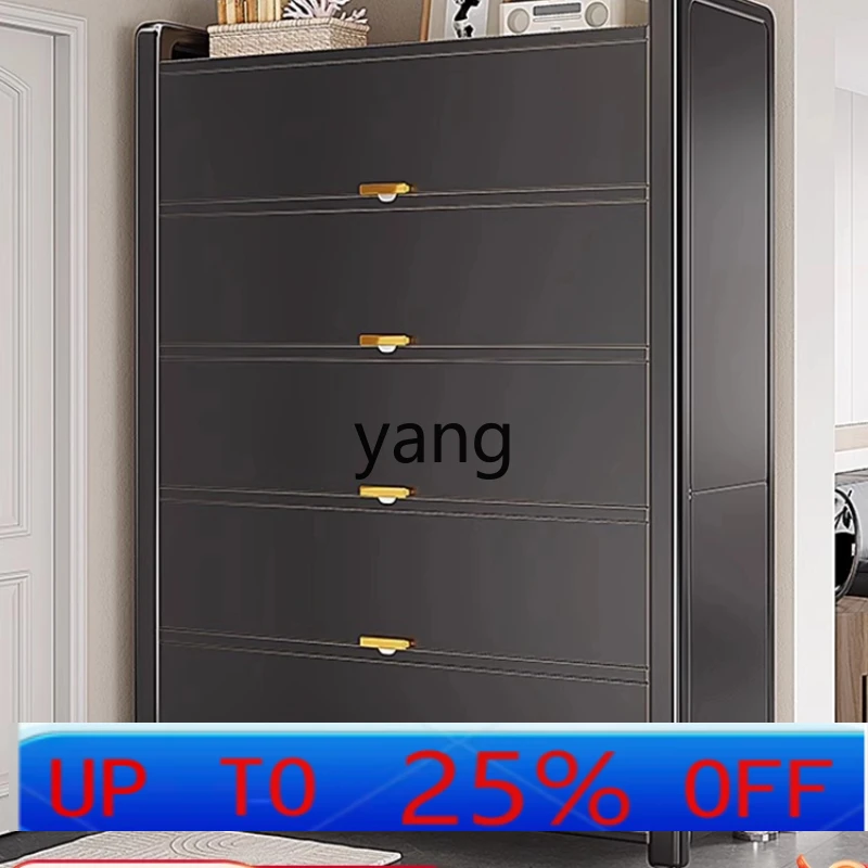 LH Steel Shoe Cabinet Dustproof Entryway Household Large Capacity Iron Art Flip Door Multi-layer Shoe Rack 2