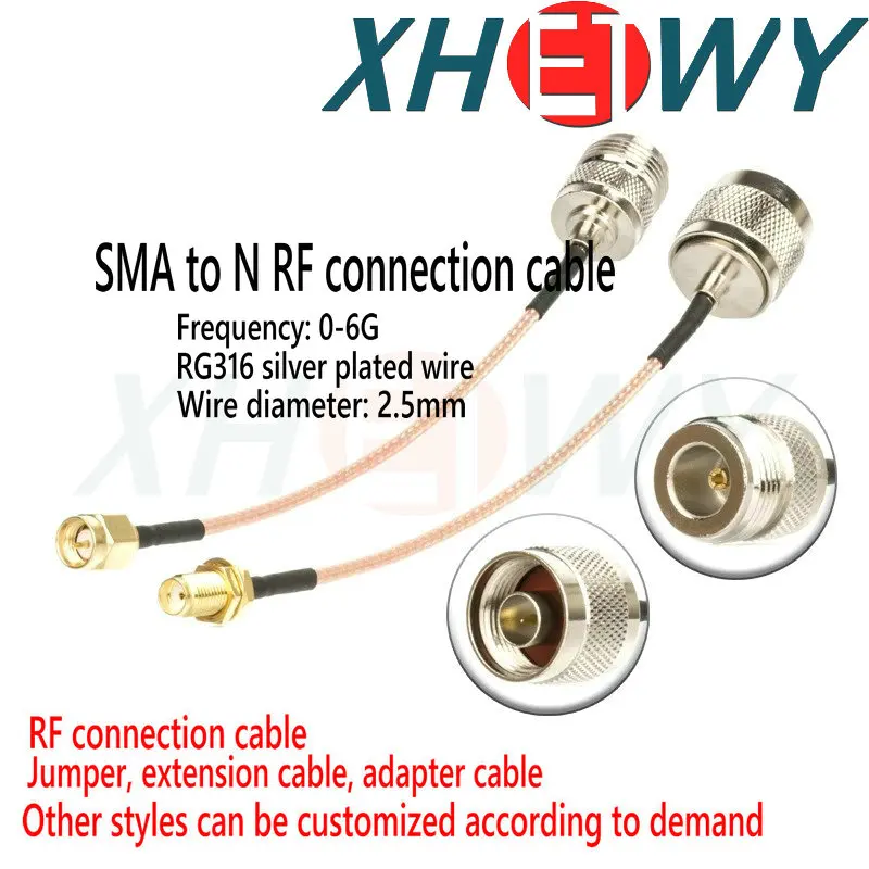 

SMA to N plug RF cable N revolving female connector extension jumper RG316 feeder N head