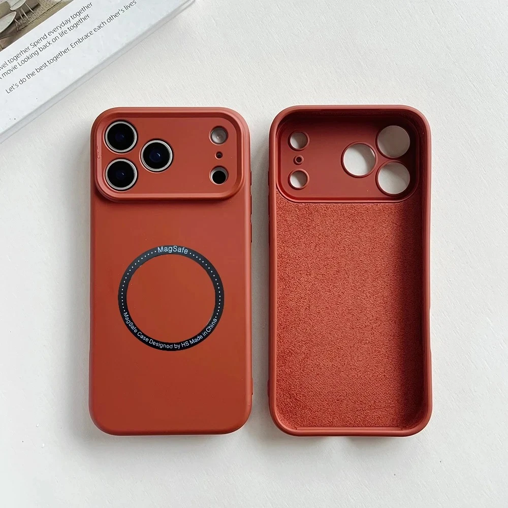 حافظة أصلية من السيليكون السائل لهاتف آيفون 17 برو ماكس اير 16E 15 بلس غطاء خلفي مغناطيسي لاسلكي مضاد للسقوط #3