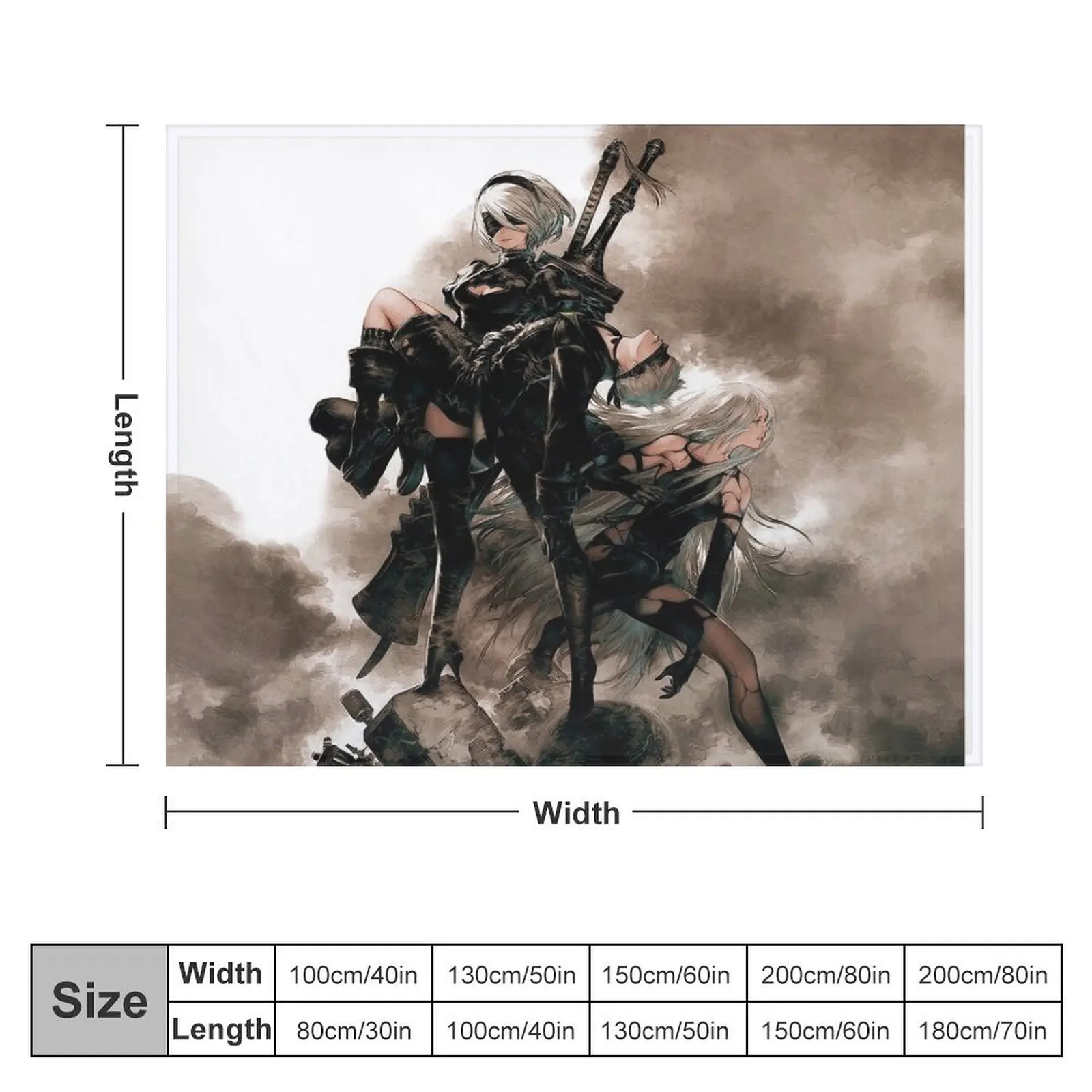 Nier Automata 9S A2 2B Throw Blanket Picnic Retros Decorative Throw Blankets