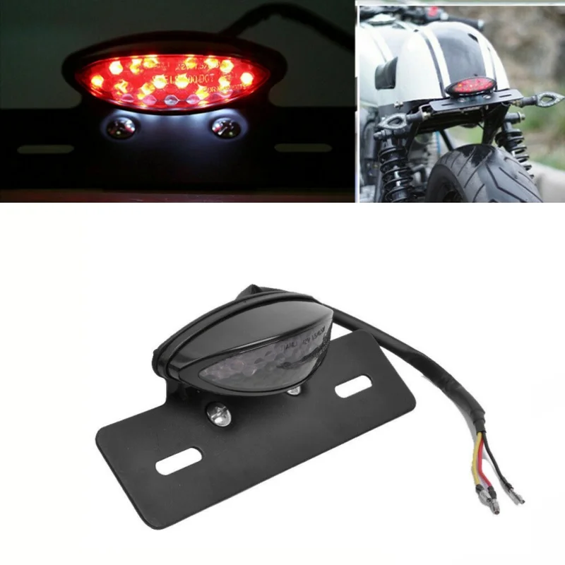 

Motorcycle 12V LED Rear Brake License Plate Tail Light Lamp Holder For Honda Cafe Racer ATVs Dirt Bike Accessories