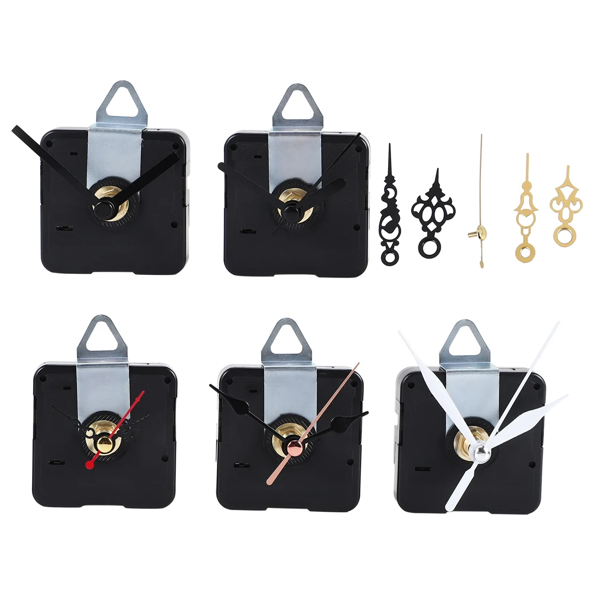 

ABNP 5 Pcs Clock Movement Mechanism Parts Silence Quartz DIY Wall Clock with 7 Different Pairs Clock Hands Replacement Kit