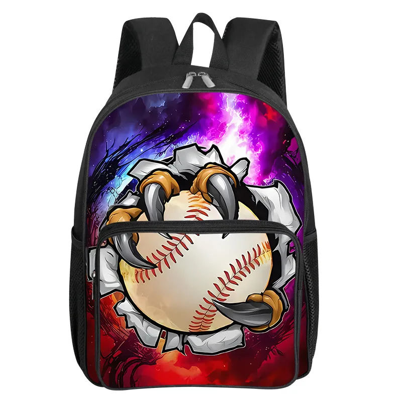 

Baseball Pattern Square Front Pocket Backpack for Boy and Girls Best Gifts 3D Cartoon SchoolBags for Children