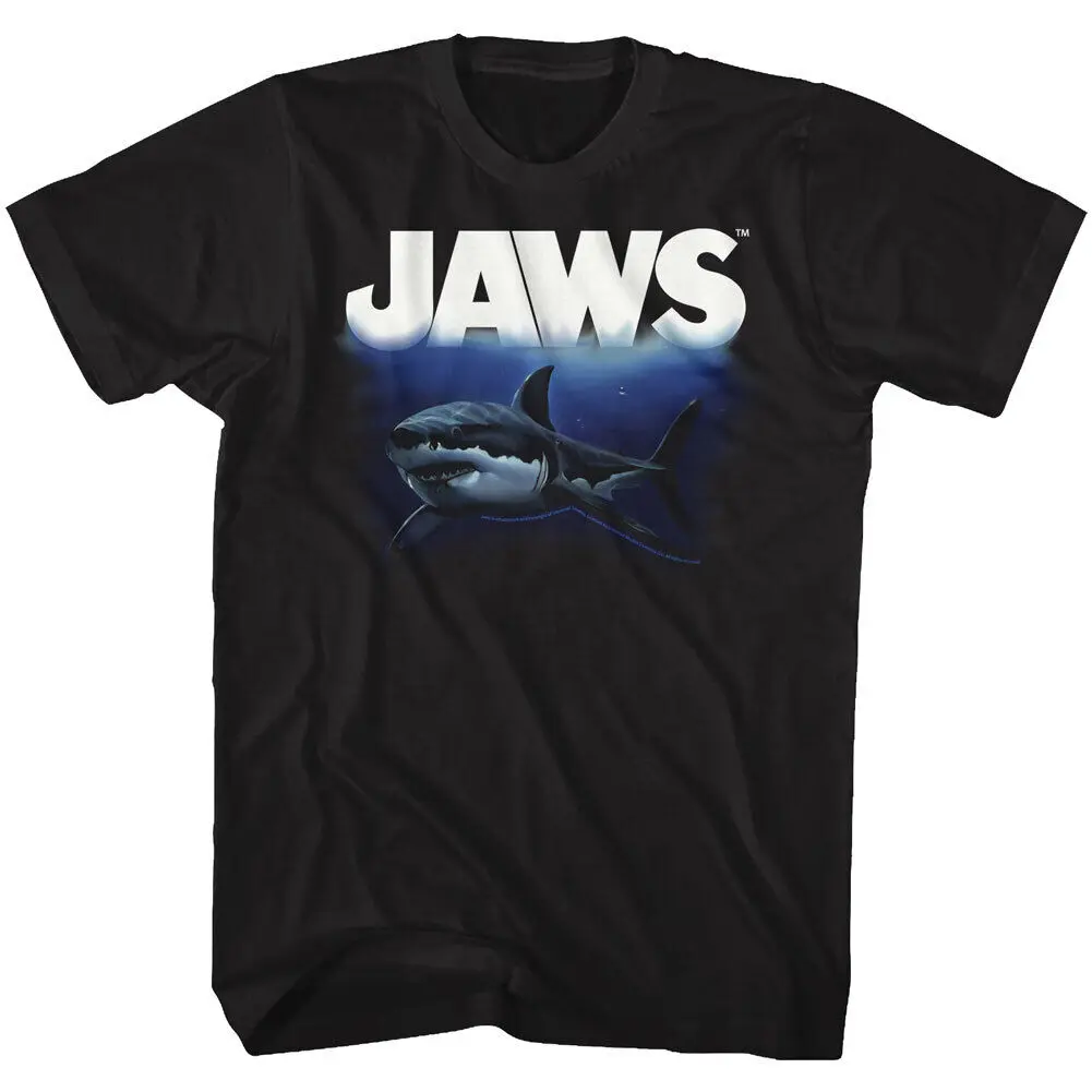 Jaws 70's Thriller Movie Great White Shark Swimming Deep Blue Sea Men's T Shirt