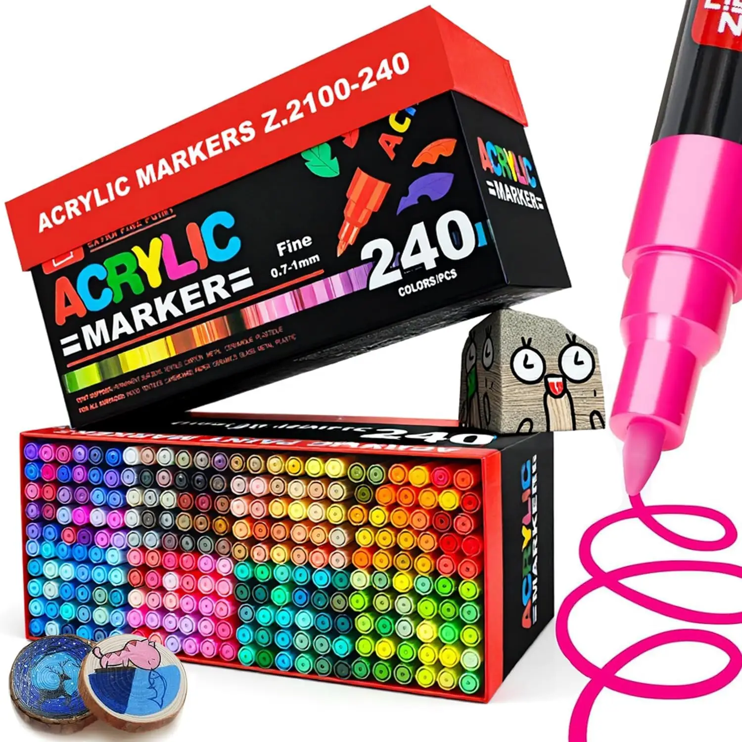 36-240 acrylverfstiften, waterdicht en hoge verzadiging voor hout, metaal, kunststof, stof, glas, keramiek schilderen doe-het-zelf kunstbenodigdheden - afbeelding 2