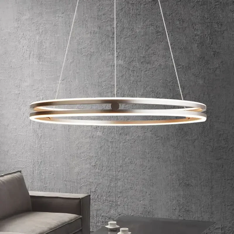 Ring single-ring lamp modern minimalist LED chandelier restaurant living room bar room hotel study creative lighting