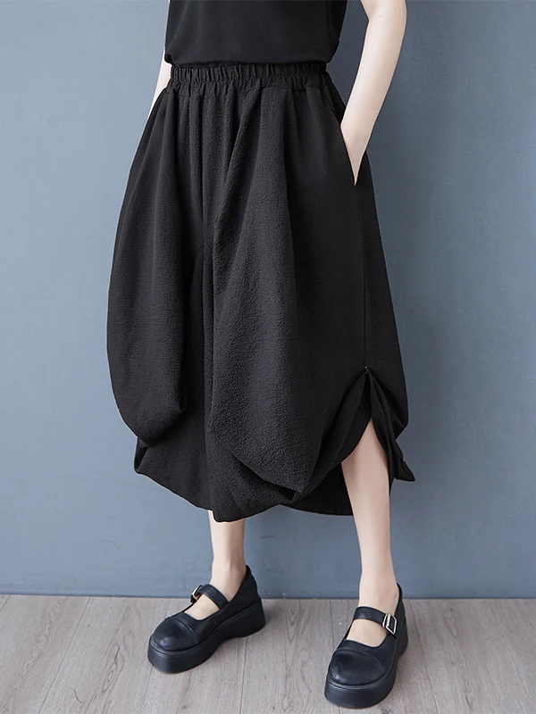 Bla Wide Leg Pants Women's Loose Lazy Sle Splicing Asymmetrical Eighteen Skirt Casual High Waist Summer Thin Model