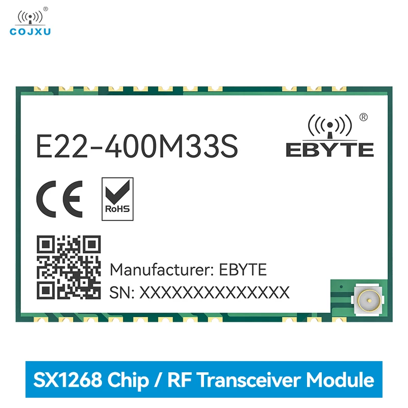 

SX1268 RF Transceiver Module 433/470MHz LoRa Spread Spectrum 32M High-Precision TCXO COJXU E22-400M33S 2W 16KM SPI SMD Module