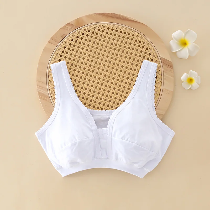 Senior Women Plus Size Bra Vest Loose Thin 100% Cotton Undergarment Oversized Comfortable Wireless Brassiere for Elderly Ladies image 6