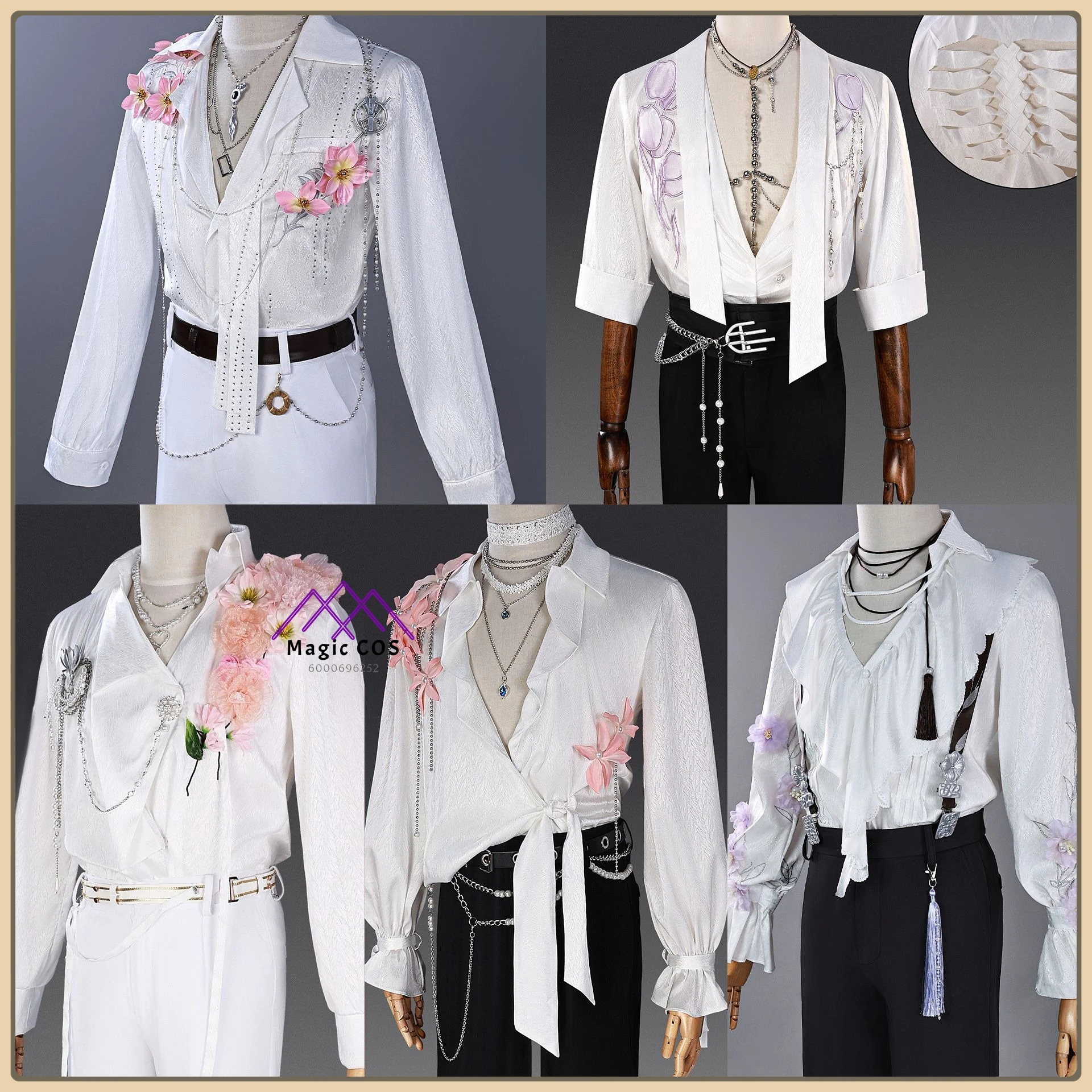 

Love and Deepspace Li Shen & Qi Yu Cosplay Costume Floating Flower Themed High Quality Anime Outfit t for Men Comic Con Party