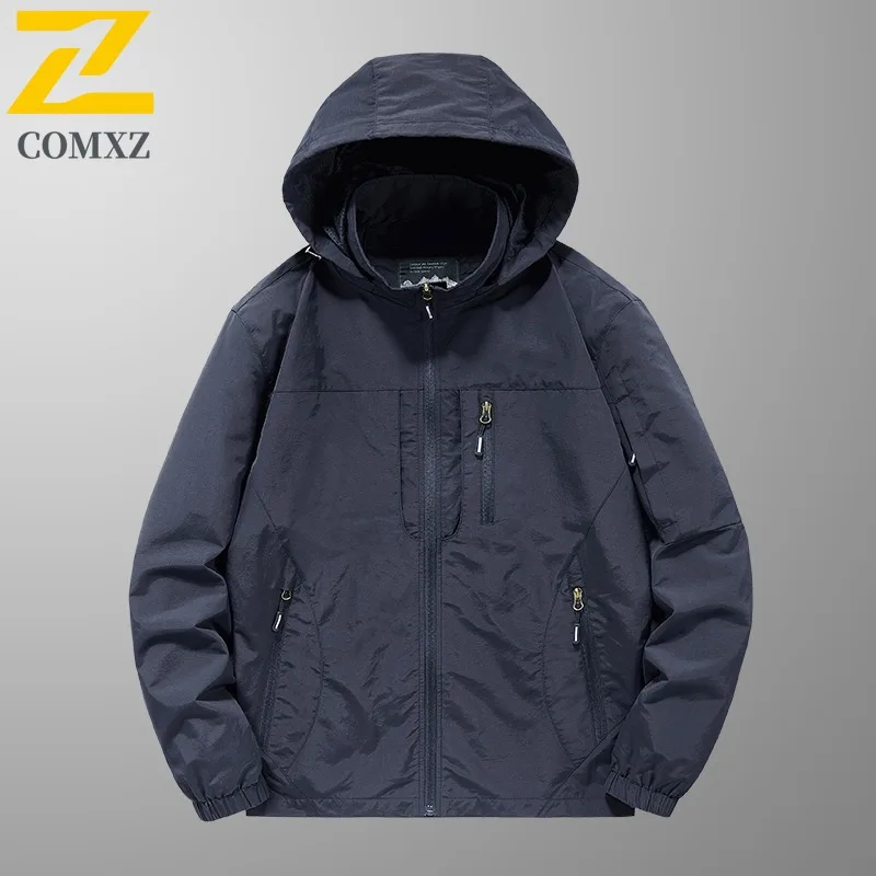 

COMXZ Classic Men Jacket 2025 Autumn New Classics Hooded Camping Windproof Coat Outdoor Hunting Lightweight Lightw Jackets