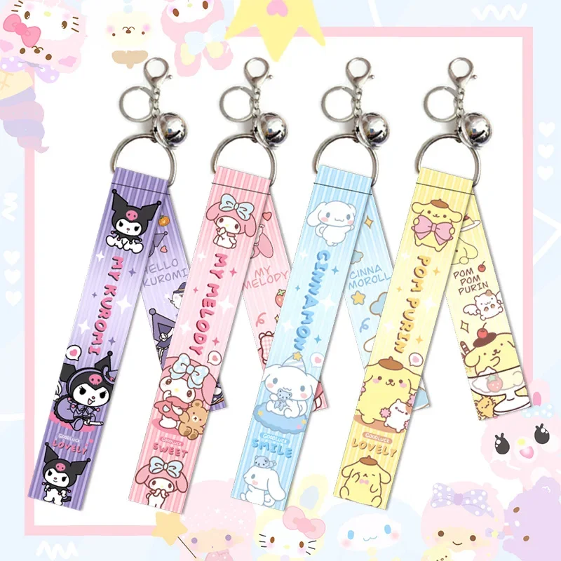 Sanrio Lanyard Cinnamoroll Kuromi My Melody Pom Pom Purin Strap Bag Pendant Key Chain Kawaii