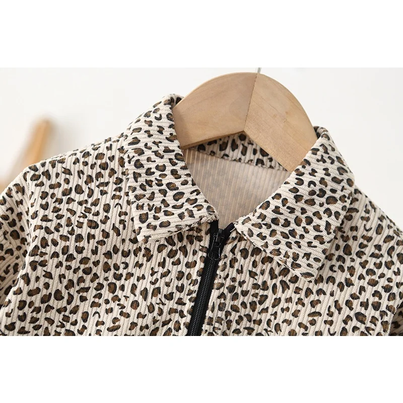 Toddler Baby Clothes 0-3Y Baby Girls Boy Corduroy Leopard Print Romper Zipper Front Soft Thick Jumpsuit for Newborns Accessories