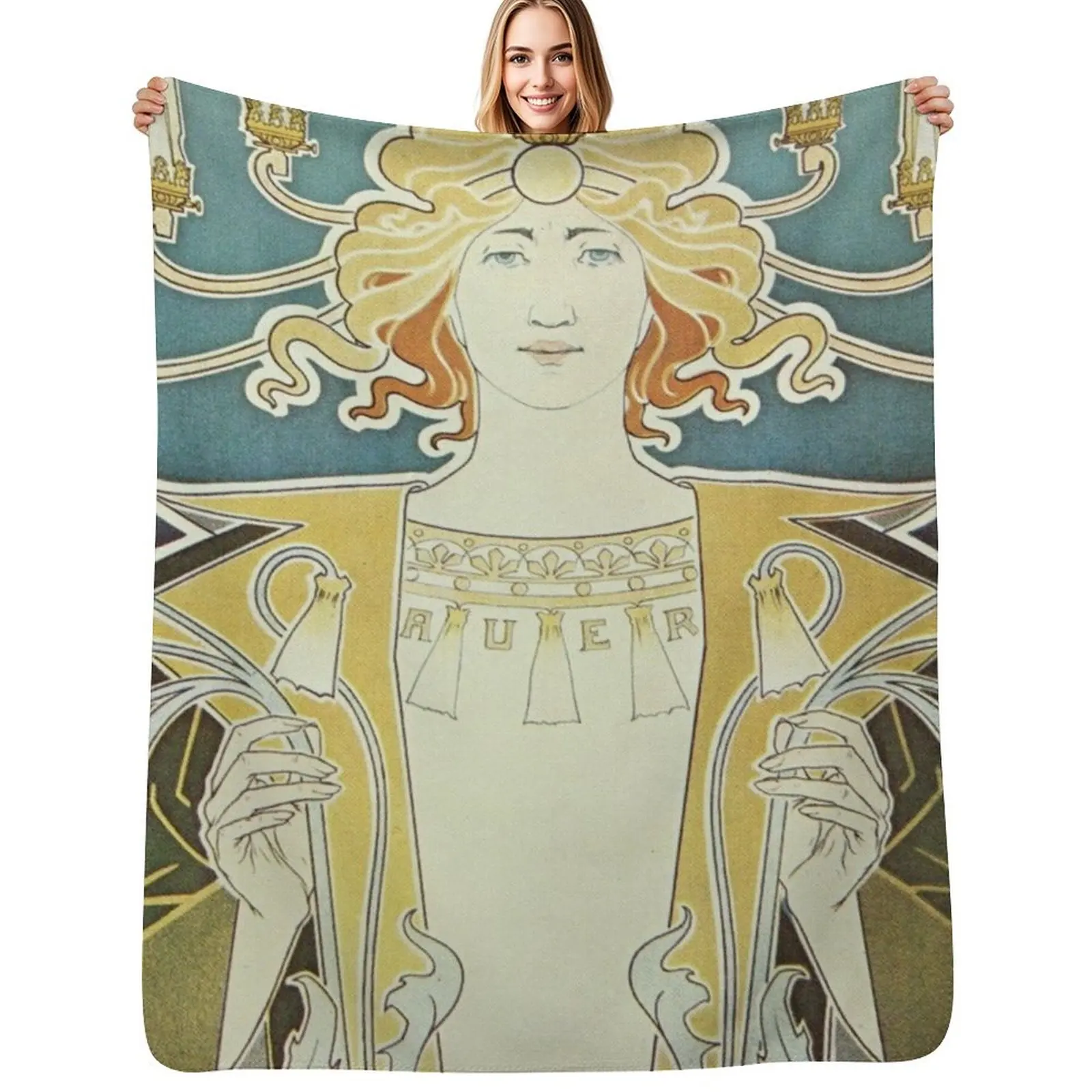 Bec Auer by Henri Privat Livemont - Vintage Art Throw Blanket for sofa christmas gifts Travel Soft Blankets
