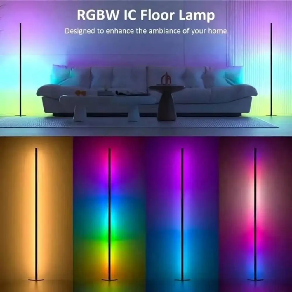 Remote Control Smart LED Floor Lamp APP Control Dual Control Modes Corner Lighting Timer Function Music Sync RGB Floor Lamp