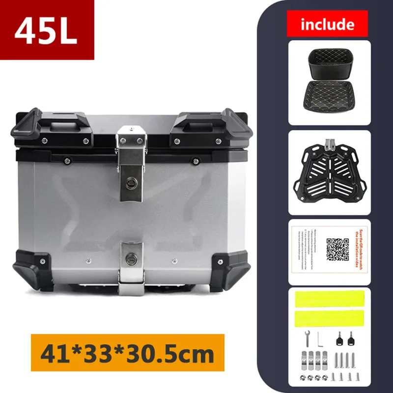 

Factory Hot Selling 45L Aluminum Motorcycle Box Universal Motorcycle Rear Lage Case 45L Locomotive Tail Box Waterproof Helmet St