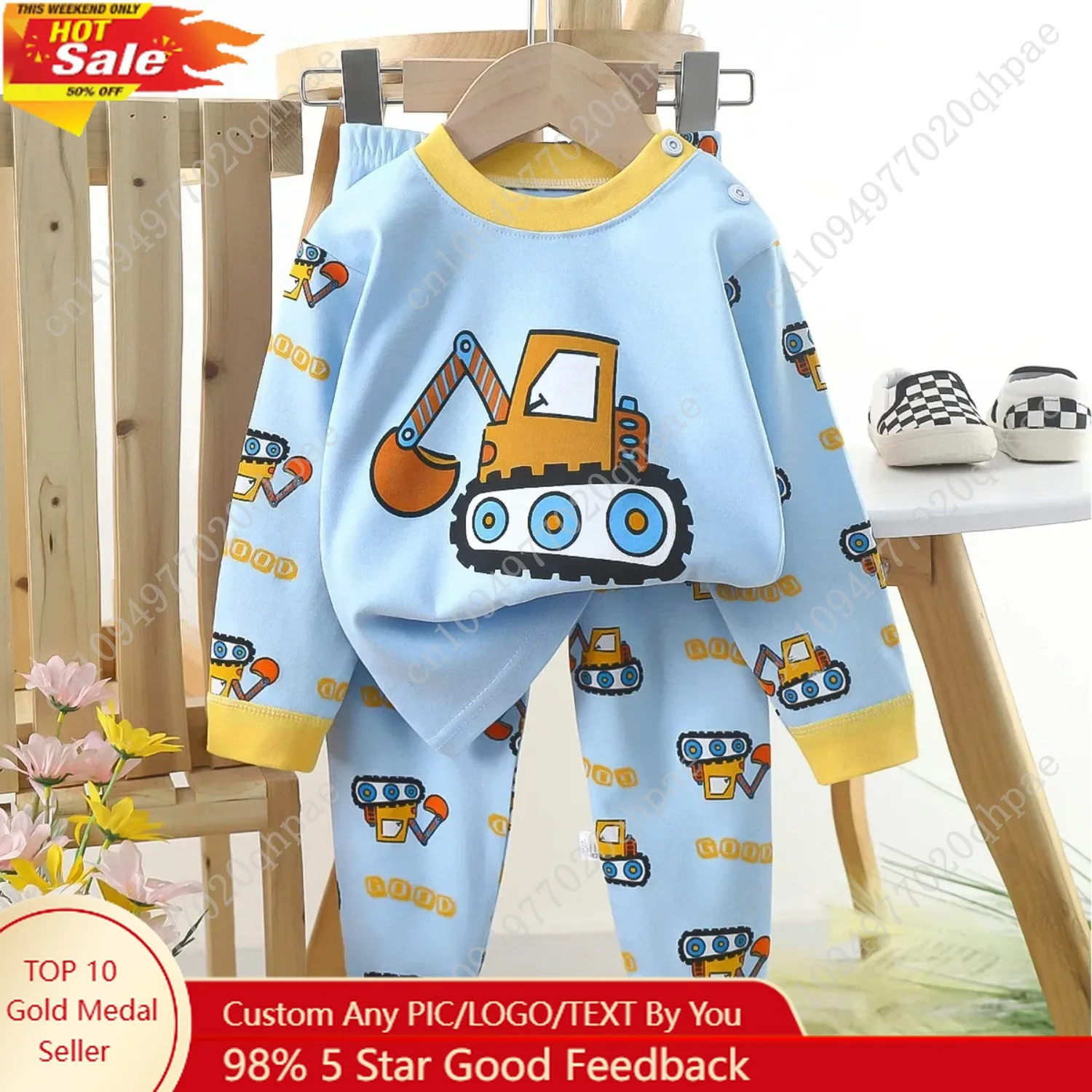 

Kids Boys Casual Warm Cotton Pajamas Cute Cartoon Bear Long Sleeve T-Shirt Tops + Pants New Baby Autumn Sleepwear Clothing Sets