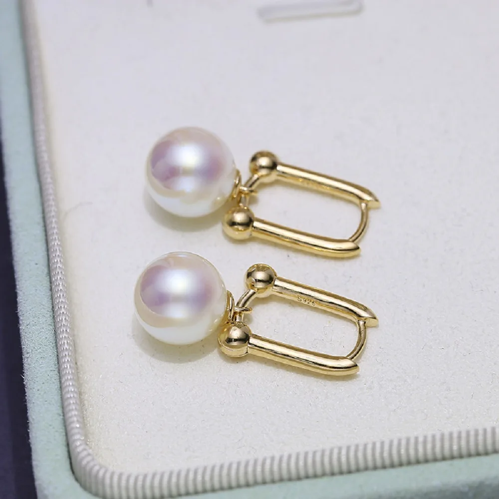 Gorgeous Pearl Earrings AAAA 8-9mm 9-10mm 10-11mm 11-12mm Natural Japanese Round Pearl Earrings 925s