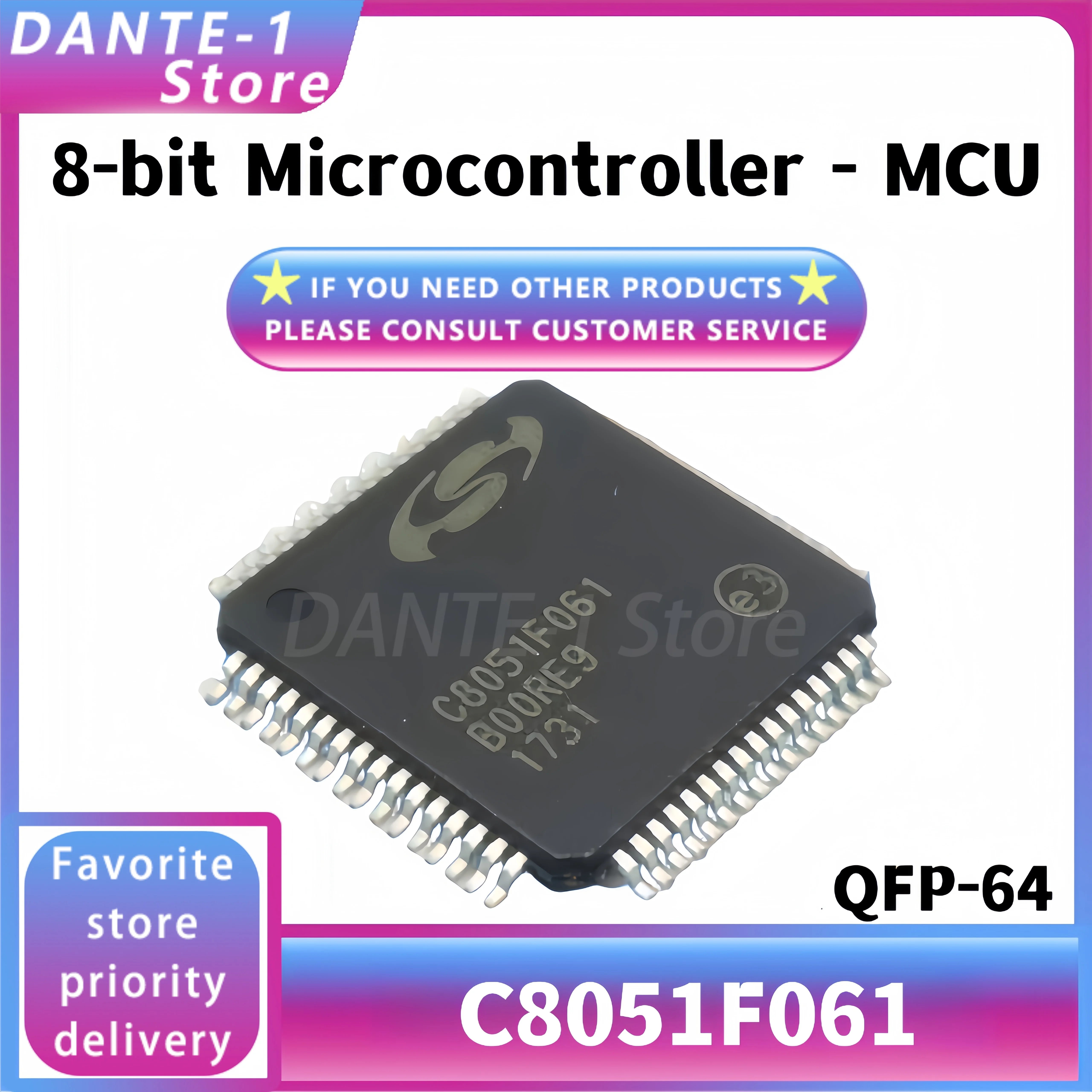 مايكروكونترولر MCU الأصلي 8 بت ، C8051F061 TQFP64