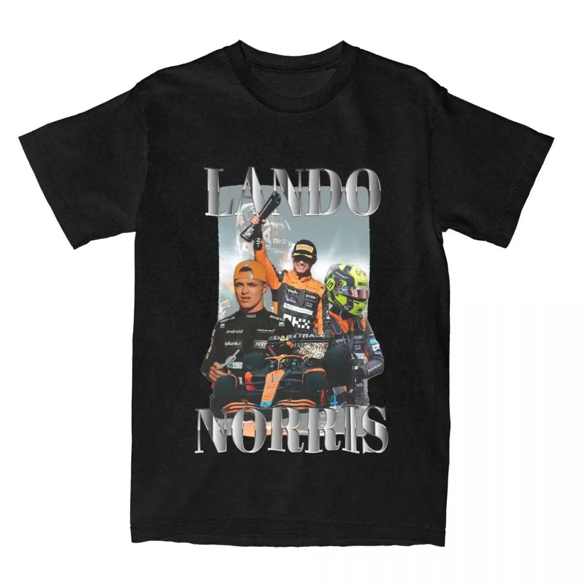 Men T-Shirt Lando Norris Poster Awesome Pure Cotton Tee Shirt Short Sleeve Auto Racing T Shirts Crewneck Clothes Gift Idea