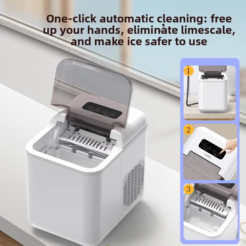 Portable Automatic Ice Maker Machine 12kg 15kg/24h 6-8min 120W Countertop for Home Office Camping Vending