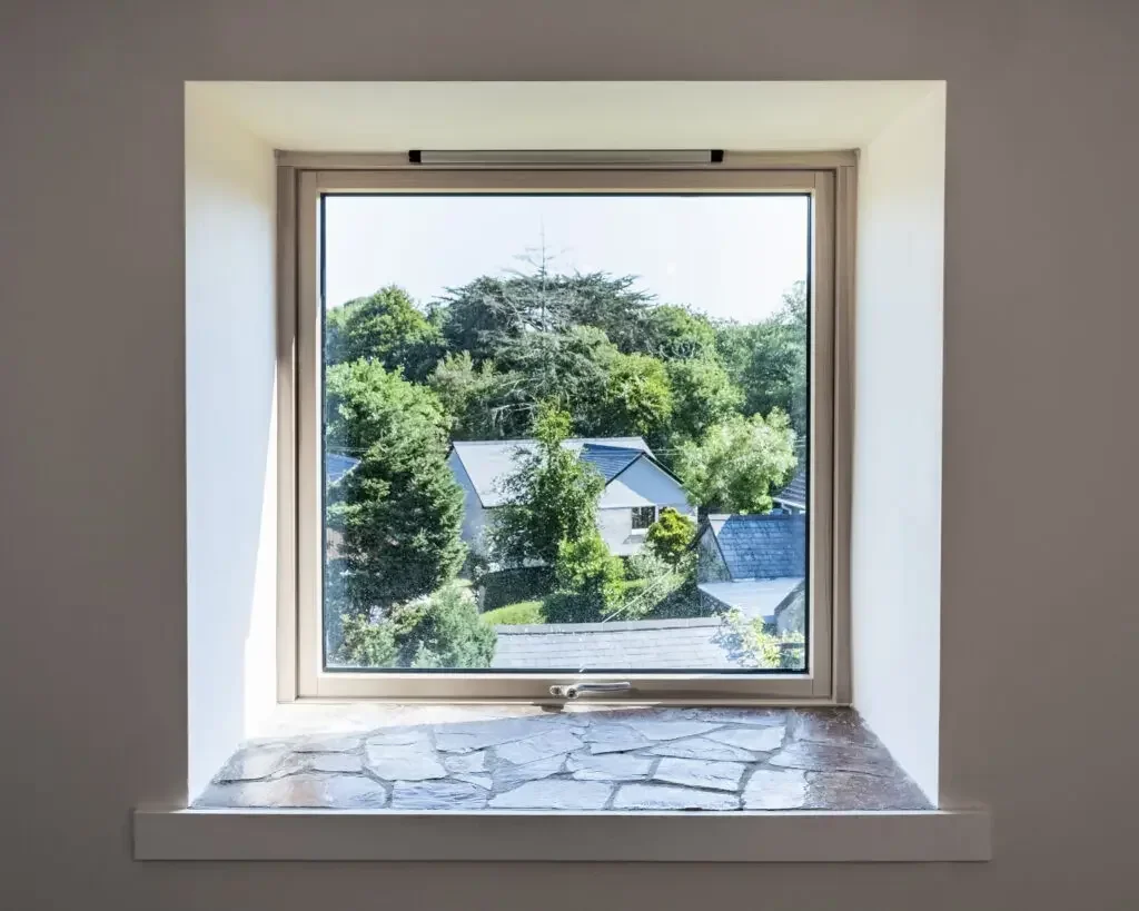 زجاج مقسى مزدوج الزجاج، نافذة مظلة للشرفة، مغلفة بالألومنيوم في الطابق السفلي، نوافذ مظلة زجاجية للمطبخ