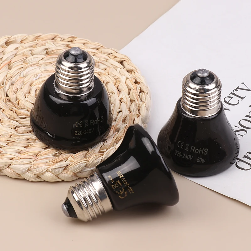 1 قطعة صندوق الحيوانات الأليفة الزواحف لا ضوء الأشعة تحت الحمراء البعيدة السيراميك مصباح التدفئة E27 صغيرة صغيرة مصباح الحرارة 25 واط 50 واط 75 واط مصباح تدفئة الحيوانات الأليفة الصغيرة #2