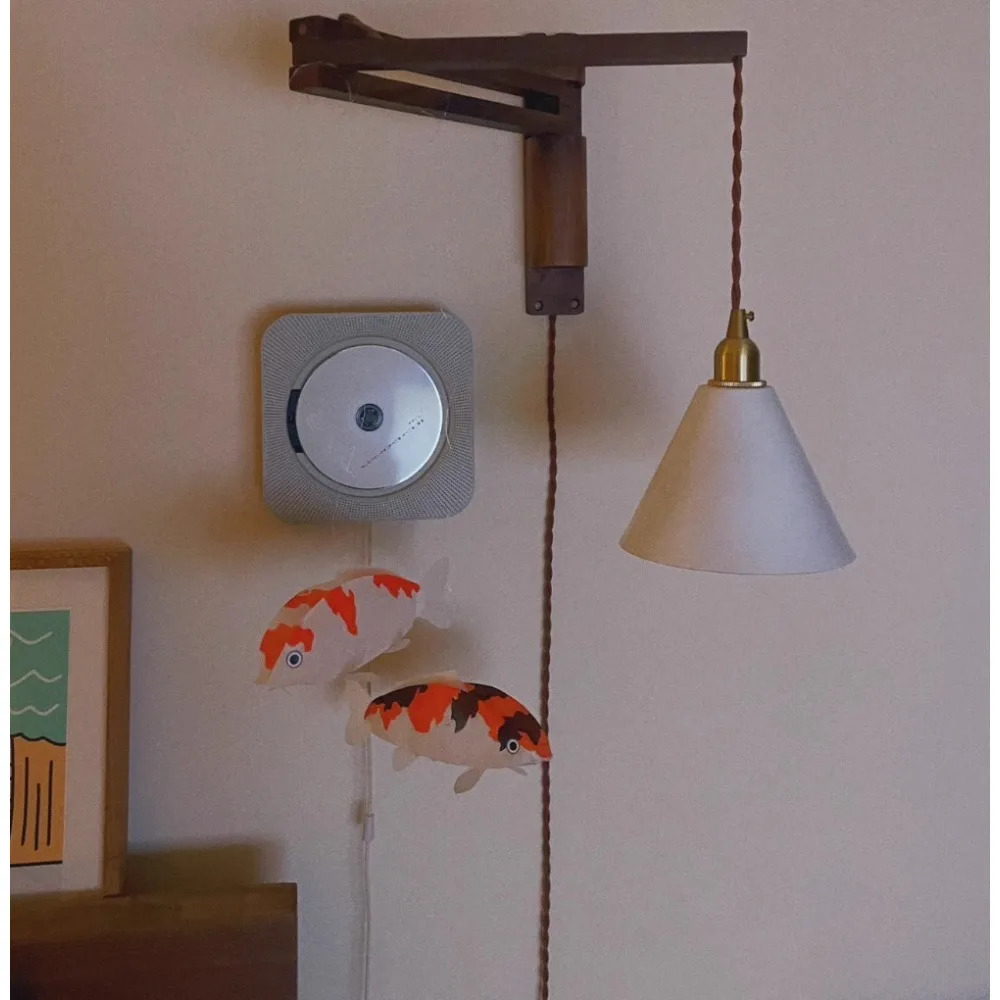 Japanese retro paper carp pendant, paper goldfish wall hanging ornament, simple home decoration paper koi wind chime pendant