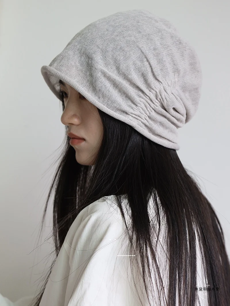 未洗浄ヘッドウェア-大きな頭囲-春夏-リネンニット-オーバーヘッドキャップ-タッセルキャップ-夏用-女性用ヘアカバー-防寒帽子