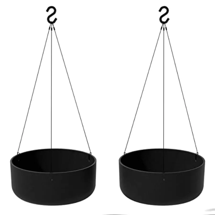 

Mason Series Hanging Kona Planter for Outdoor Balcony/Patio Plastic-Stone Composite Matte Black Lightweight, Weather-Resistant,