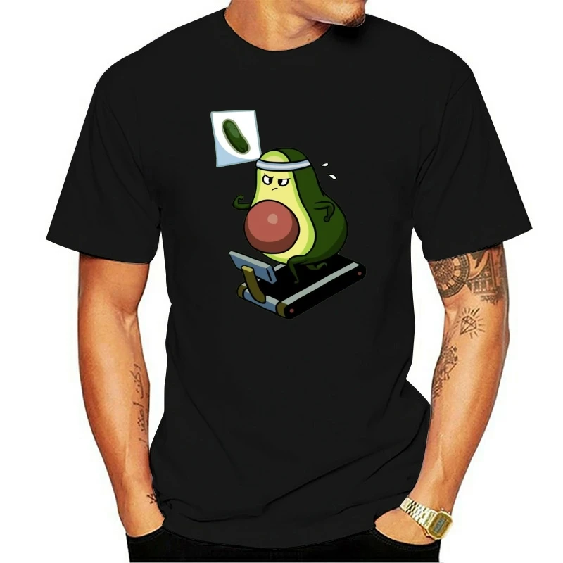 

Men's Avo-Cardio Monday Avocado Tops T Shirt Humor Vegan Funny Guacamole Cartoon Food Cotton Fitness Tees Summer T-Shirt