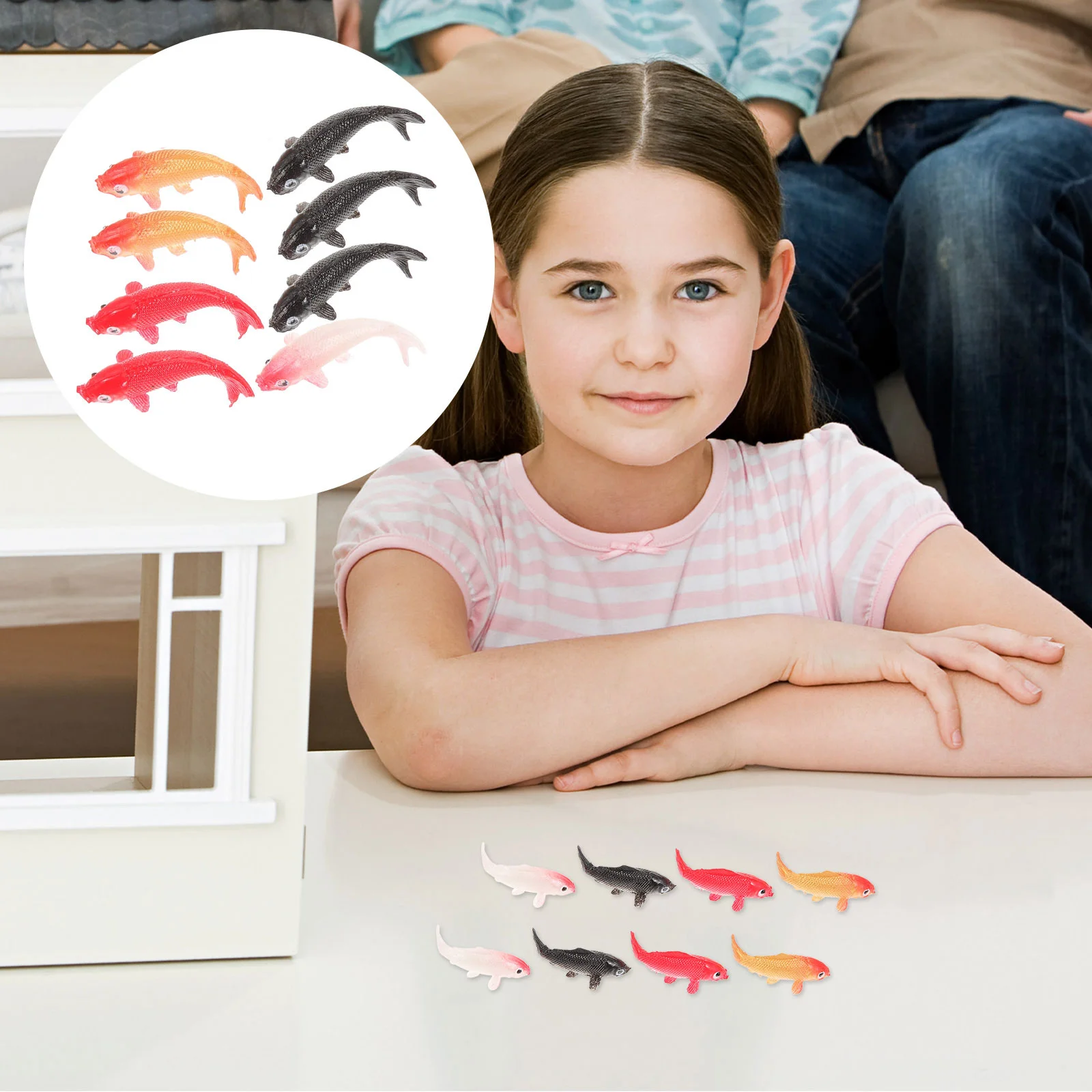 Faux modèle de maison de poisson rouge pour courses d'aquarium, figurine l'inventaire, 8 pièces