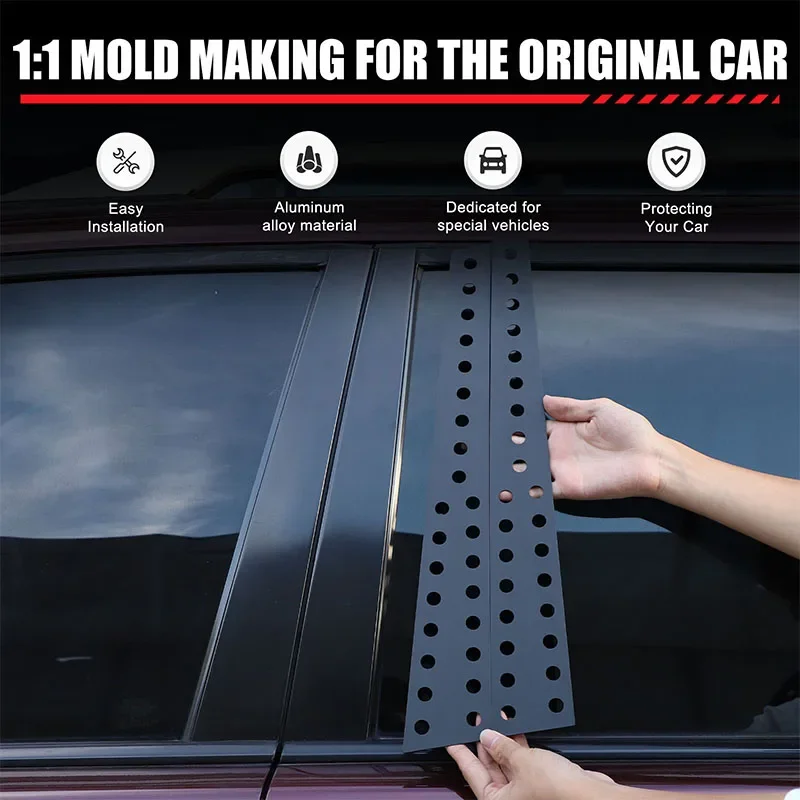 

For Honda Pilot 2003-2008 Aluminum Alloy Car Center Pillar Honeycomb Panel Decoration Sticker Exterior Accessories 6Pcs