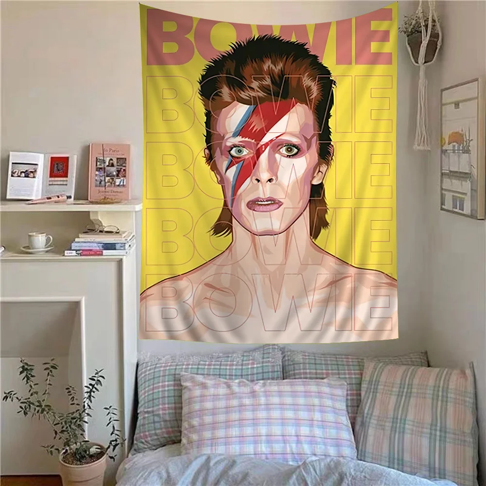 British Rock Singer D-David_B-Bowie Cartoon Tapestry Art Science Fiction Room Home Decor Wall Hanging Sheets