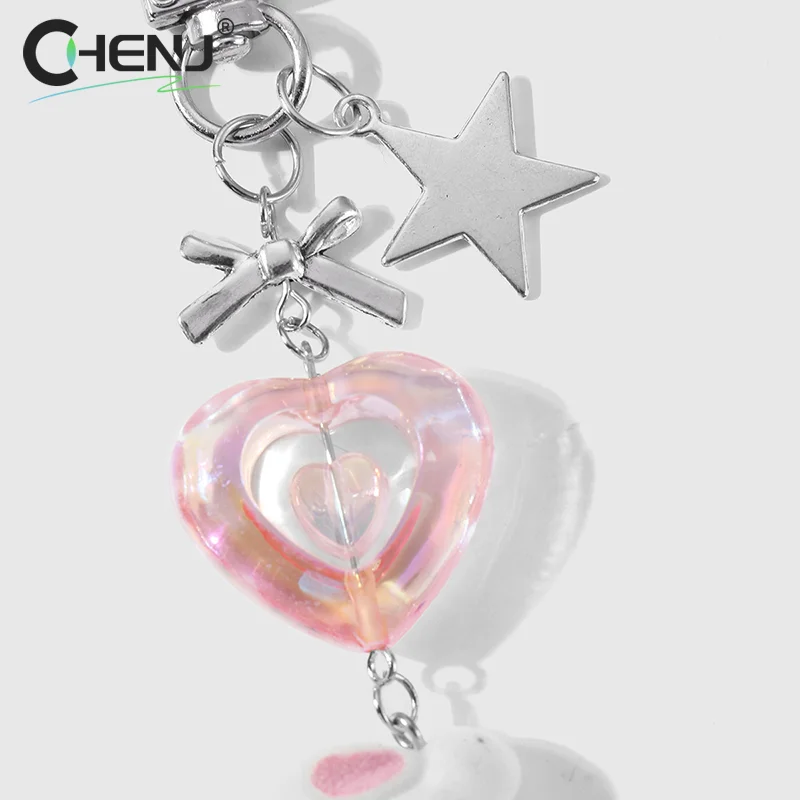 ประณีตน่ารักAll-Match Silver Starโทรศัพท์Charm Loveกระต่ายแมวจี้พวงกุญแจอุปกรณ์เสริม