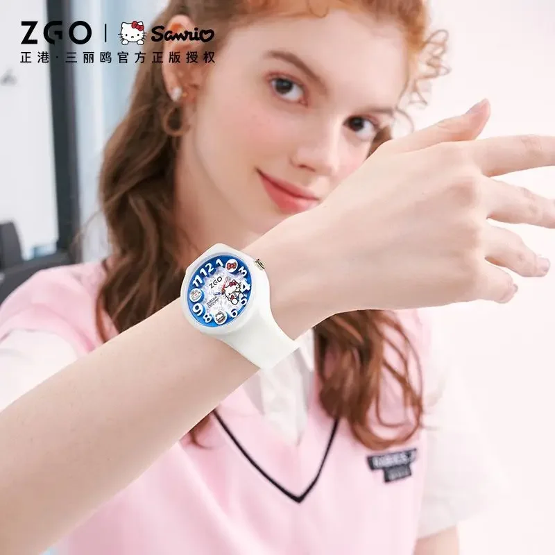 ZGO Sanurgente Series Hellokitty-Montre à quartz électronique étanche pour filles, veilleuse, cadeaux pour enfants