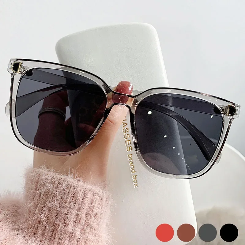 Vintage Square Sun Glasses for Women Men Oversized Fashion Big Frame Gradient Eyeglasses Sunglasses Universal Moto Accessories