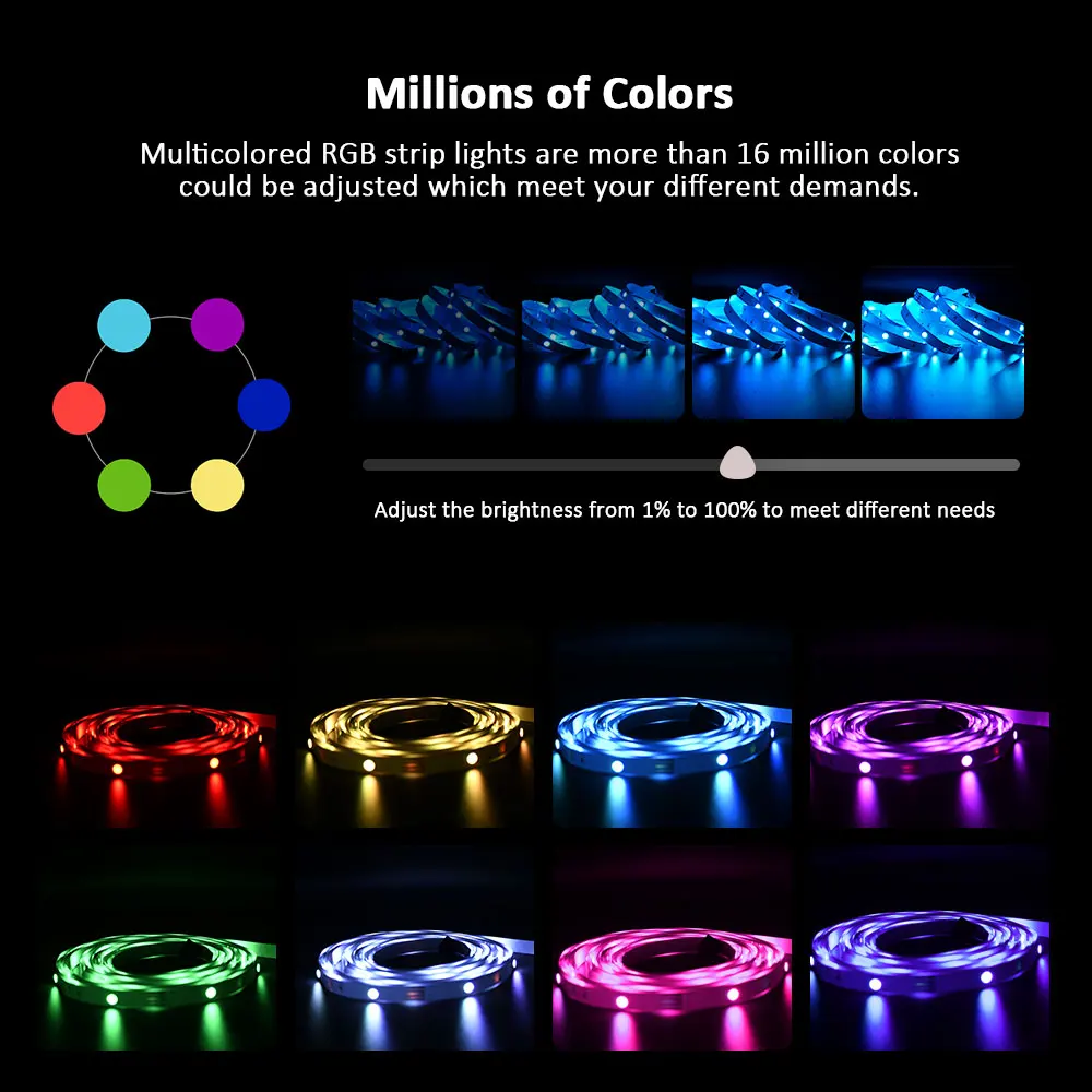 LED Strip Lights RGB 5050 ,5V 1M-5M,16 million colors, RGB , Led Strip Lighting Music Sync, Color Changing for Party Home