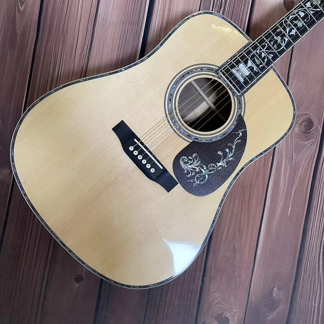 

41-дюймовая акустическая гитара D45, маленькая ваза, форма, изготавливаемая из цельной еловой древесины, задняя панель из палисандра, 6-струнная, высококачественная, фолк-гитара, из цельного дерева.