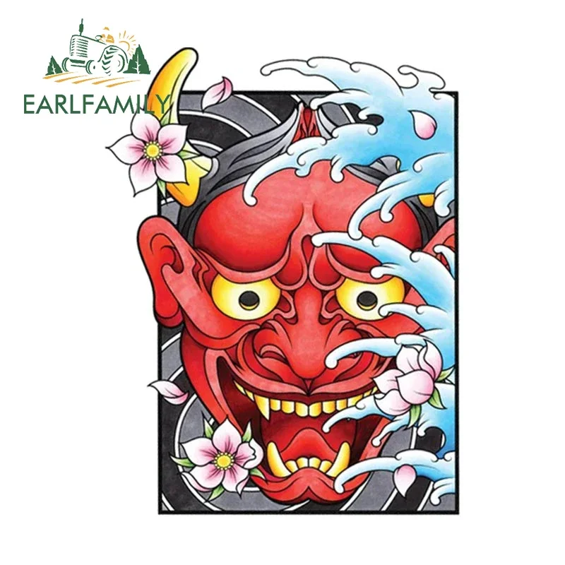 

EARLFAMILY 13cm x 10cm for Oni MaskCar Stickers Waterproof Simple Decals Personality Helmet Refrigerator Decor Car Styling