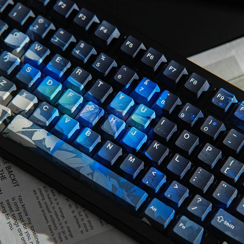 Butterfly Keycaps Dye-Sub PBT Side Light South-facing Cherry Profile Spanish French German Hebrew For Mechanical Keyboard