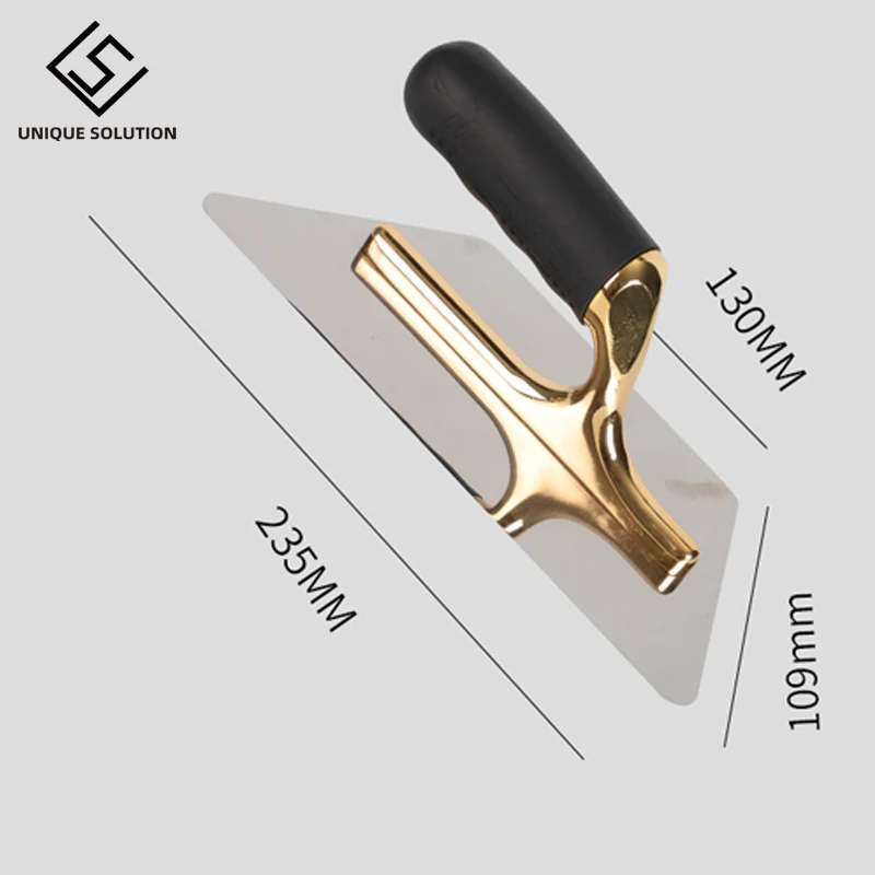 High Quality Gold Stainless Steel Plaster Skimming Plastering Trowel Tools for Wall Construction Tools