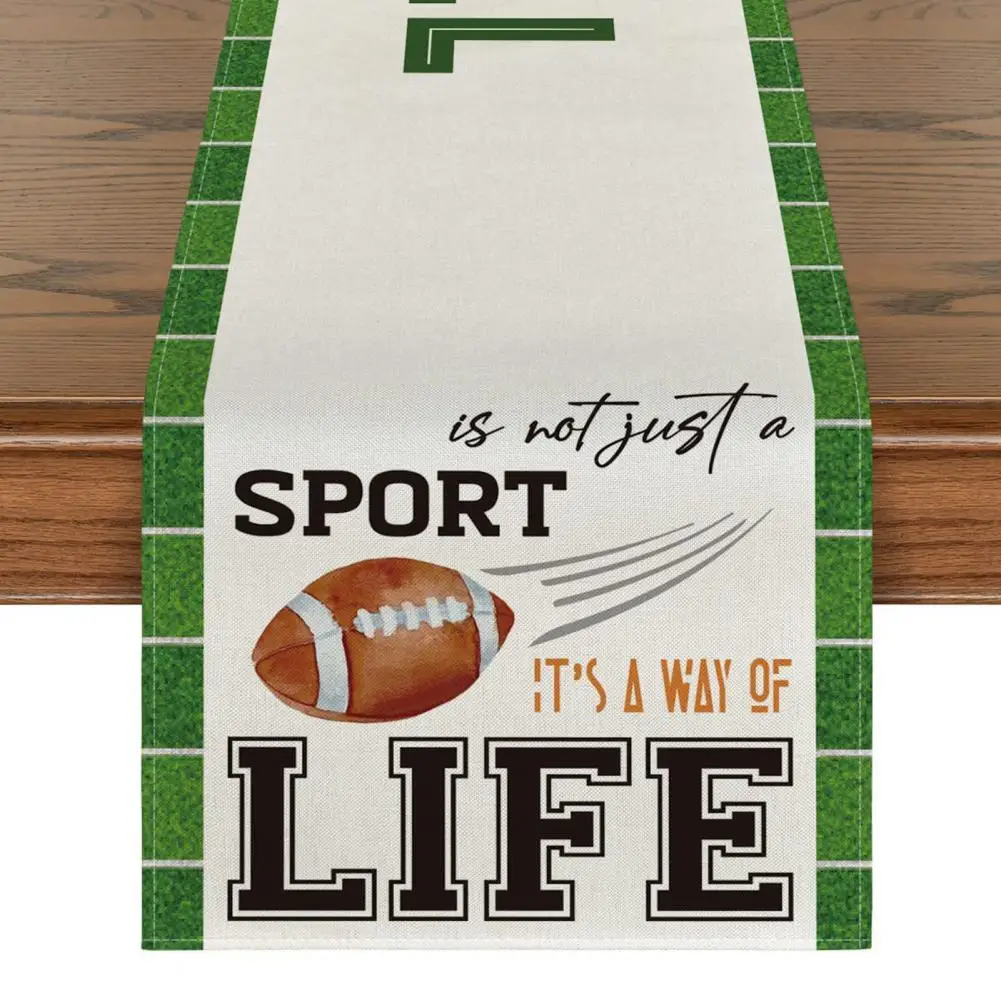 Party Decor Rugby Sports Theme Table Runner Extra Long Washable Dinning Table Cover Non-fading Wear Resistant for Sports