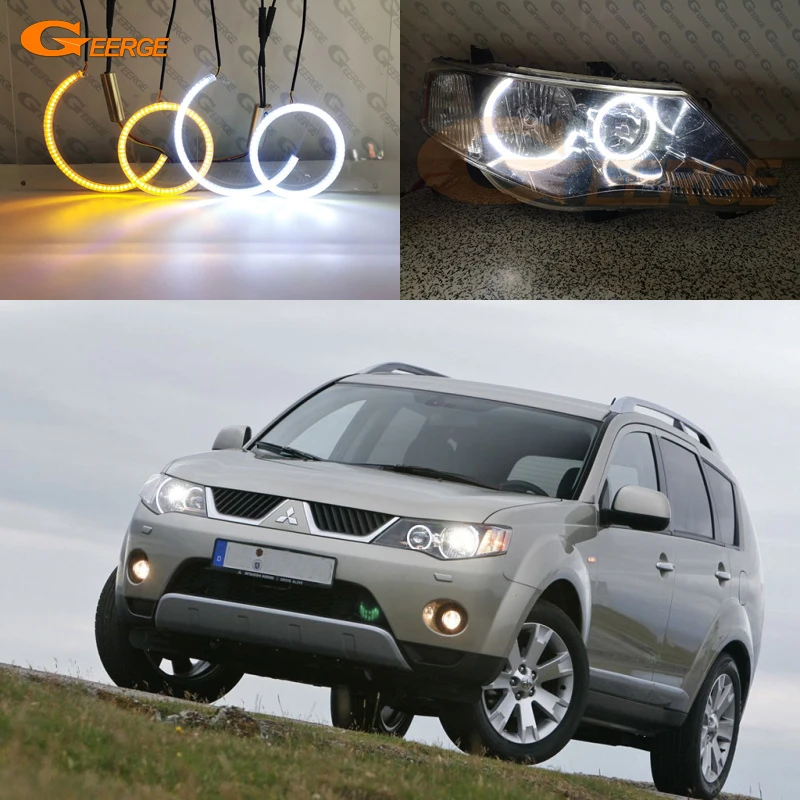 

For Mitsubishi Outlander II 2006 2007 2008 2009 2010 2011 2012 Excellent DRL Ultra Bright SMD LED Angel Eyes Kit Halo Rings
