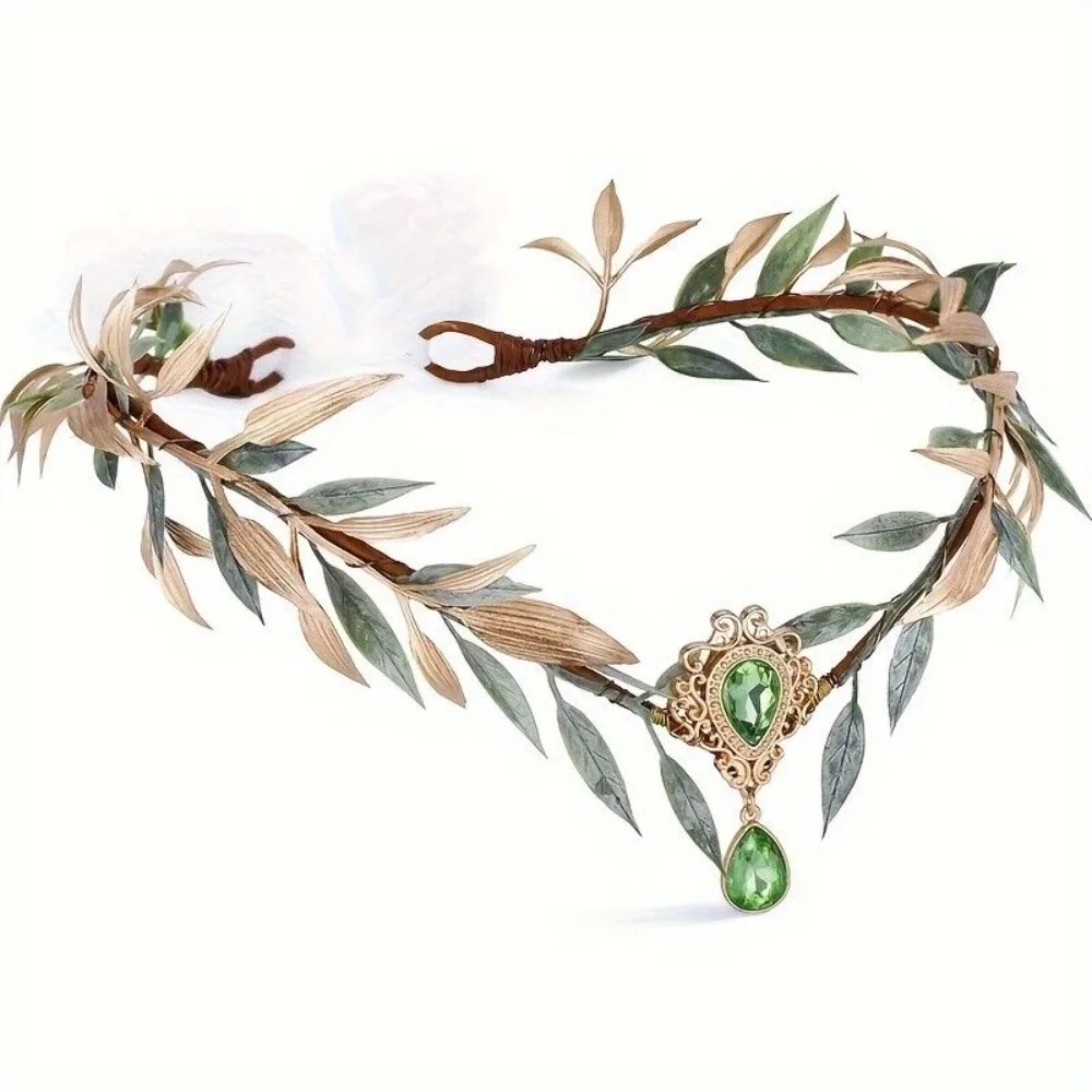 

1pcs Handmade Fairy Flower Headband - Elf Crown Woodland Headpiece Forest Leaf Circlet Elven Wreath for Women Girls Renaissance