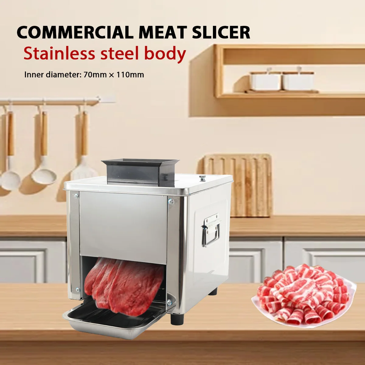 Desktop Edelstahl Doppel-port Elektrische Fleisch Slicer Automatische Fleischwolf Kommerziellen Haushalt Fleisch Cutter – Detail 15