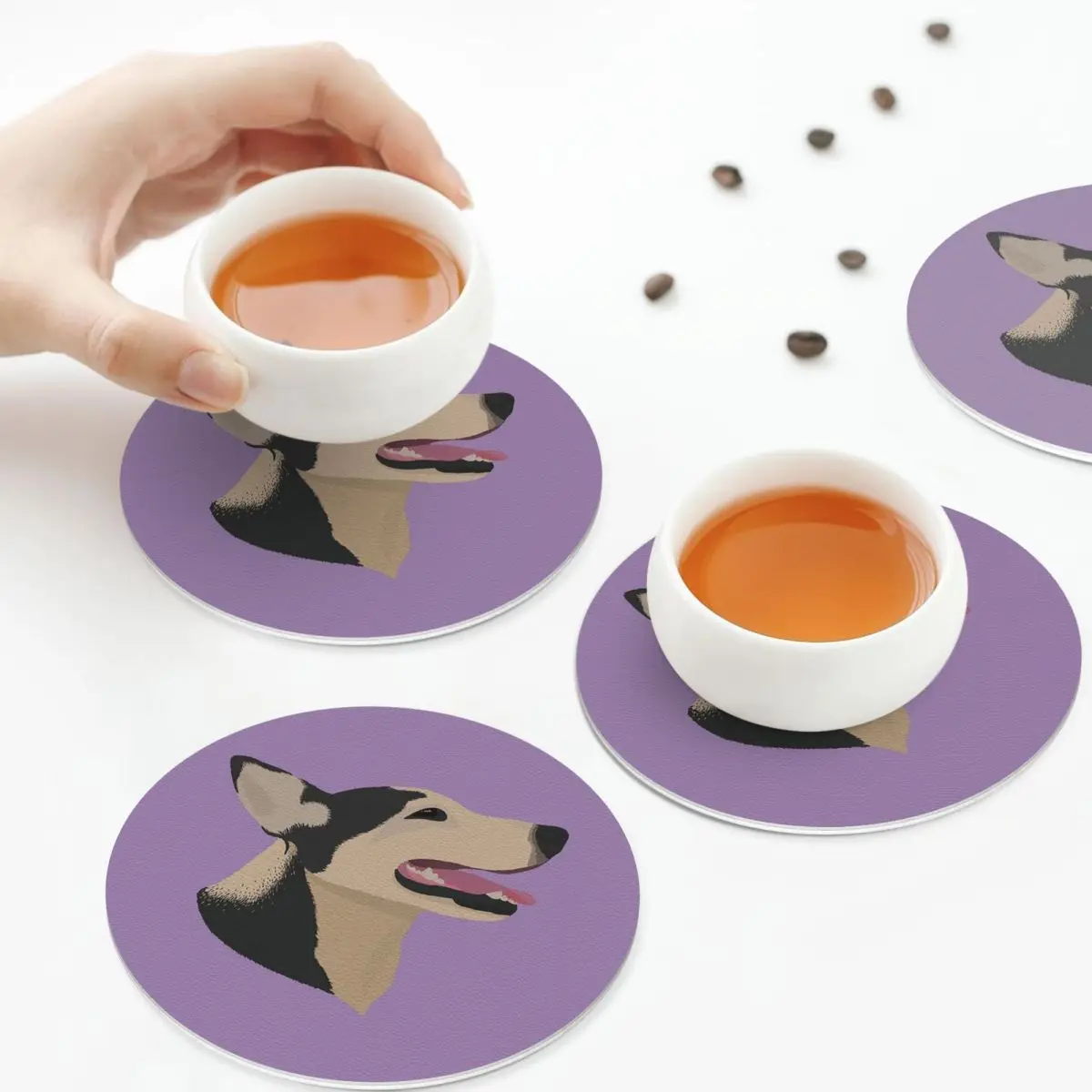 

Подставки Kelpie Cross Dingo, кожаные салфетки, нескользящие изоляционные кофейные коврики для дома, кухни, обеденные подушечки, набор из 4 шт.